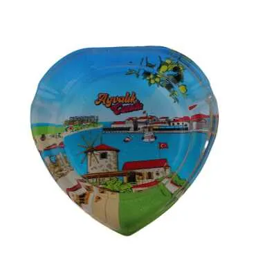 Wholesale Ayvalık Themed Myros Heart Glass Ashtray - Standart - 2