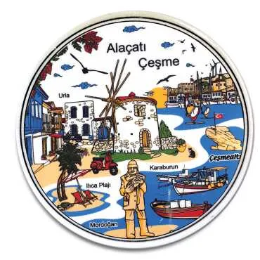 Çeşme Themed Ceramic Myros Traditional Round Trivet 160 mm