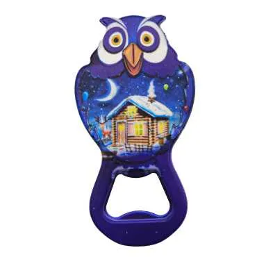 New Year Themed UV Printed Owl Bottle Opener - Standart