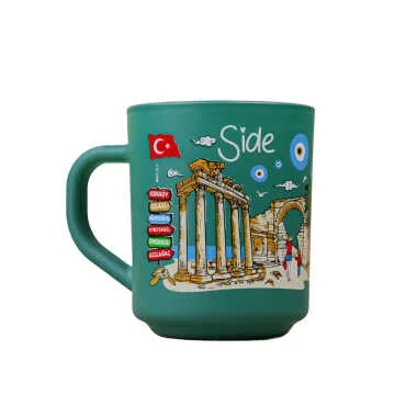 Toptan Side Temalı Myros Boyalı Oval Cam Kupa - 7