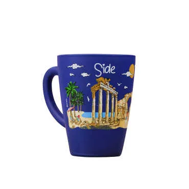 Wholesale Side Themed Oval Glass Mug 27 Cl - 9
