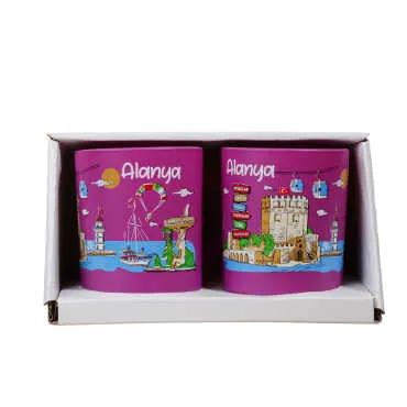 Wholesale Alanya Themed Glass Mug Set of 2 - 4