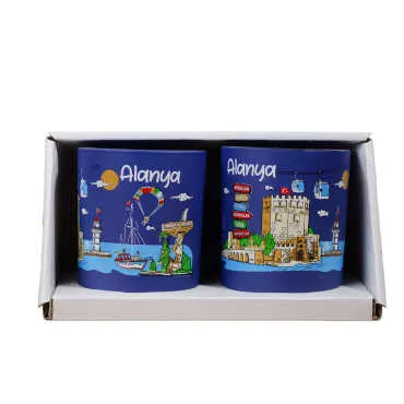 Wholesale Alanya Themed Glass Mug Set of 2 - 6