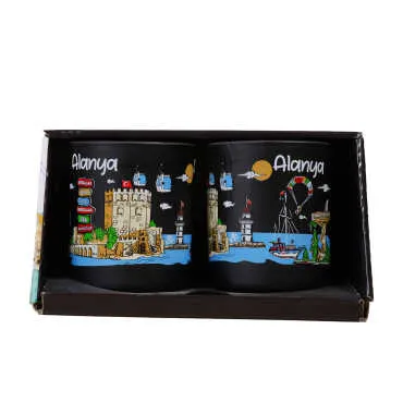 Wholesale Alanya Themed Glass Mug Set of 2 - 7