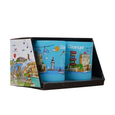 Wholesale Alanya Themed Glass Mug Set of 2 - 2