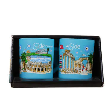 Wholesale Side Themed Glass Mug Set of 2 - 6
