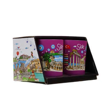 Wholesale Side Themed Glass Mug Set of 2 - 2