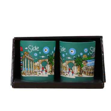 Wholesale Side Themed Glass Mug Set of 2 - 9