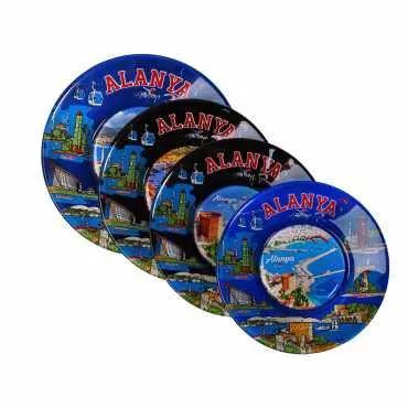 Toptan Alanya Temalı Cam Tabak 18 cm - Standart - 3