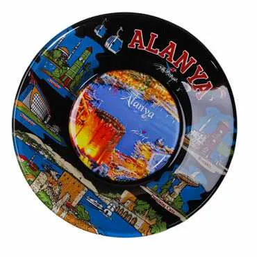 Toptan Alanya Temalı Cam Tabak 18 cm - Standart - 2
