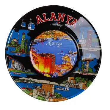 Toptan Alanya Temalı Cam Tabak 18 cm