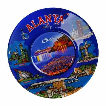 Alanya Themed Bespoke Printed Glass Plate 21 Cm - Standart - 2