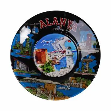 Alanya Themed Bespoke Printed Glass Plate 21 Cm - Standart - 4