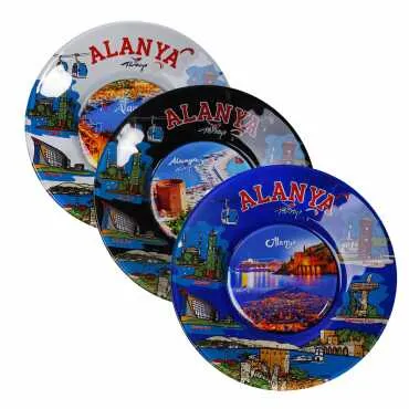 Alanya Themed Bespoke Printed Glass Plate 21 Cm - Standart - 3