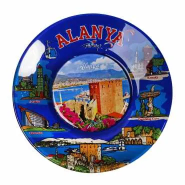 Alanya Themed Bespoke Printed Glass Plate 21 Cm - Standart - 5