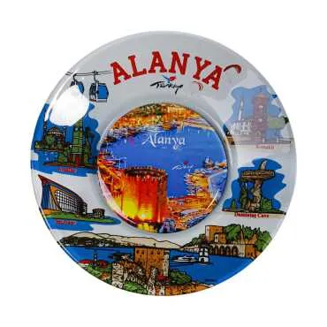 Alanya Themed Bespoke Printed Glass Plate 21 Cm - Standart - 6