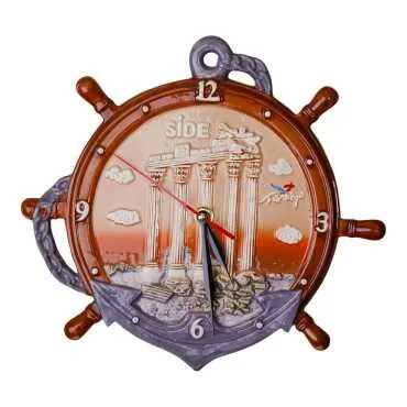 Side Themed Ceramic Brown Anchor Clock