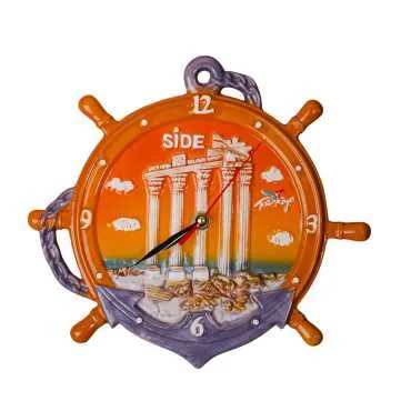 Side Themed Ceramic Orange Anchor Clock