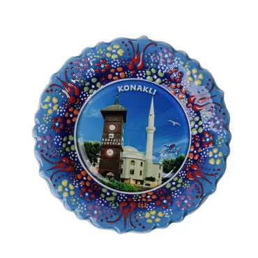 Alanya Themed Turkish Ceramic Plate With Epoxy 12 Cm - 18