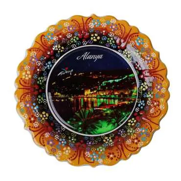 Toptan Alanya Temalı Çini Myros Resim Tabak 18 cm