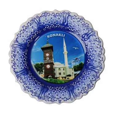 Alanya Themed Turkish Ceramic Plate With Epoxy 18 Cm - 12