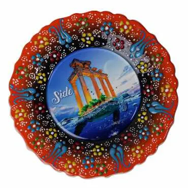 Toptan Side Temalı Çini Myros Resim Tabak 18 cm - 2