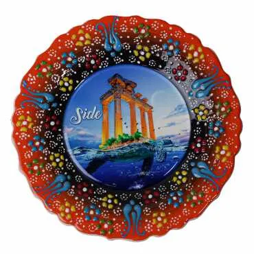 Toptan Side Temalı Çini Myros Resim Tabak 18 cm - 9