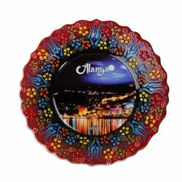 Toptan Alanya Temalı Çini Myros Resim Tabak 25 cm