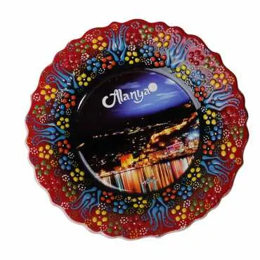 Toptan Alanya Temalı Çini Myros Resim Tabak 25 cm - 2
