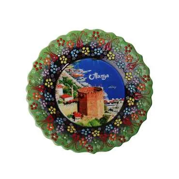 Toptan Alanya Temalı Çini Myros Resim Tabak 25 cm - 9