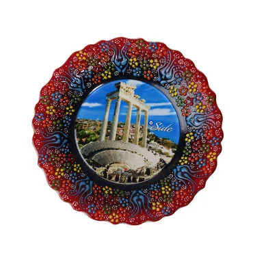 Toptan Side Temalı Çini Myros Resim Tabak 25 cm - 9