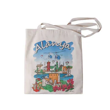 Alanya Themed Digital Printed Tote Bag 35x40 cm