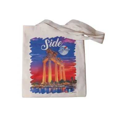 Toptan Side Temalı Dijital Baskılı Ham Bez Çanta 35x40 cm - 3