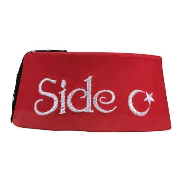 Toptan Side Temalı Nakışlı Fes - 5