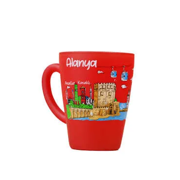 Alanya Themed Oval Glass Mug 27 Cl