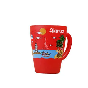 Alanya Themed Oval Glass Mug 27 Cl - 9