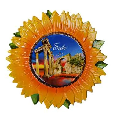 Side Temalı Myros Ayçiçeği Seramik Tabak 26 cm