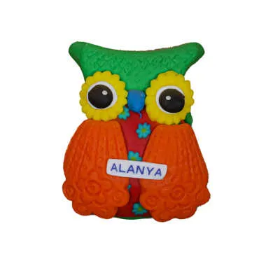 Alanya Themed Owl Fimo Refrigerator Magnet