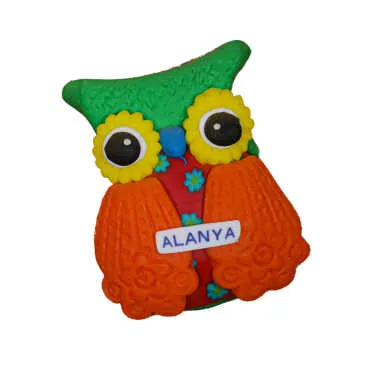Alanya Themed Owl Fimo Refrigerator Magnet - 5