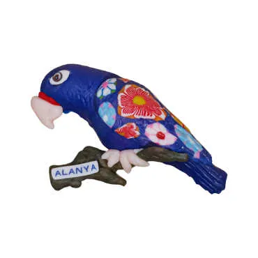 Alanya Themed Parrot on Branch Refrigerator Magnet