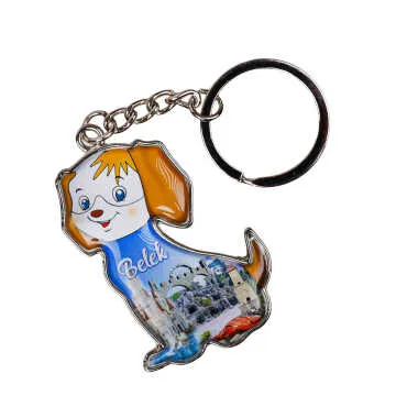 Belek Themed Dog Shaped Metal Keychain - Standart - 2