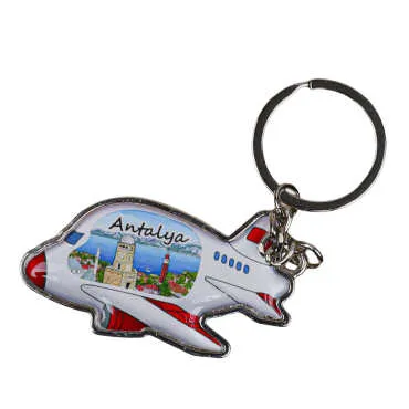 Antalya Temalı Uçak Şekilli Metal Anahtarlık - 5