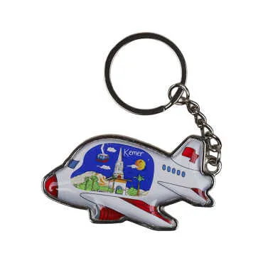 Kemer Themed Airplane Shaped Metal Keychain