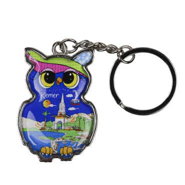 Kemer Themed Owl Shaped Metal Keychain