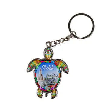 Belek Themed Turtle Shaped Metal Keychain