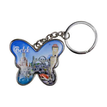 Belek Themed Butterfly Shaped Metal Keychain