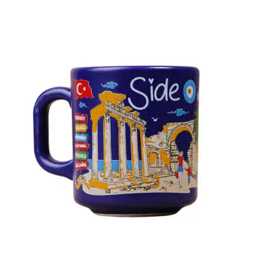 Side Themed Traditional Ceramic Cappuccino Mug