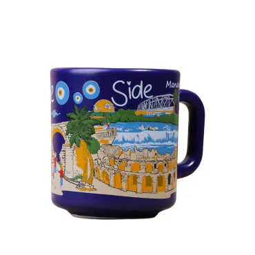 Side Themed Traditional Ceramic Cappuccino Mug - 8