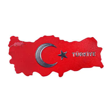 Türkiye Themed Metallic Map Refrigerator Magnet
