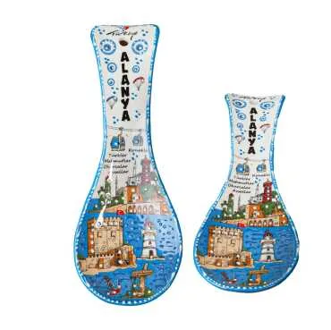 Alanya Themed Ceramic Screen Print Spoon Rest